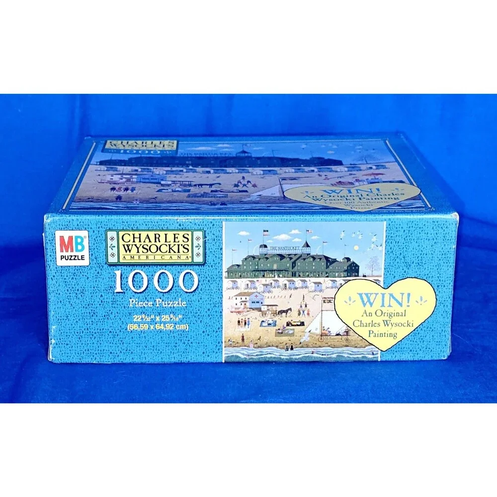2 Charles Wysocki Americana 1000pc Puzzles COMPLETE Formulating The Plan Nantuck